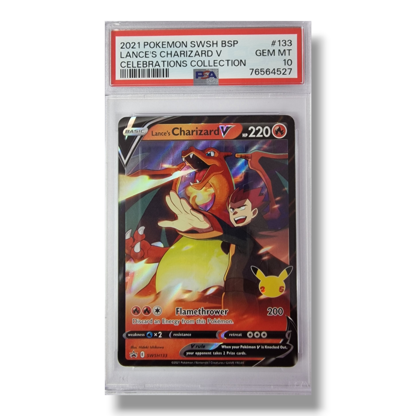 PSA GEM MINT 10 - SWSH Celebrations Lance's Charizard V #133