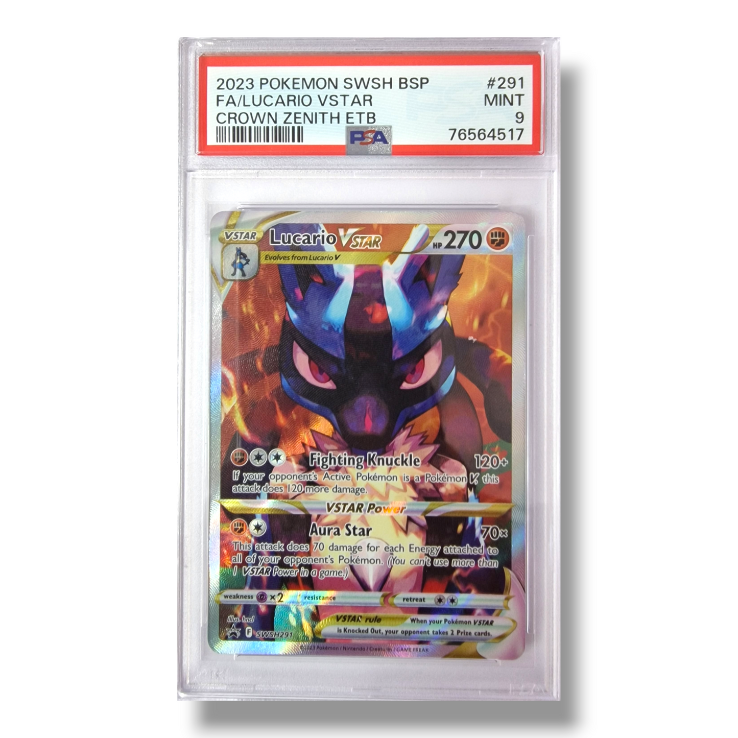 PSA MINT 9 - SWSH Crown Zenith Promo - Lucario Vstar #291