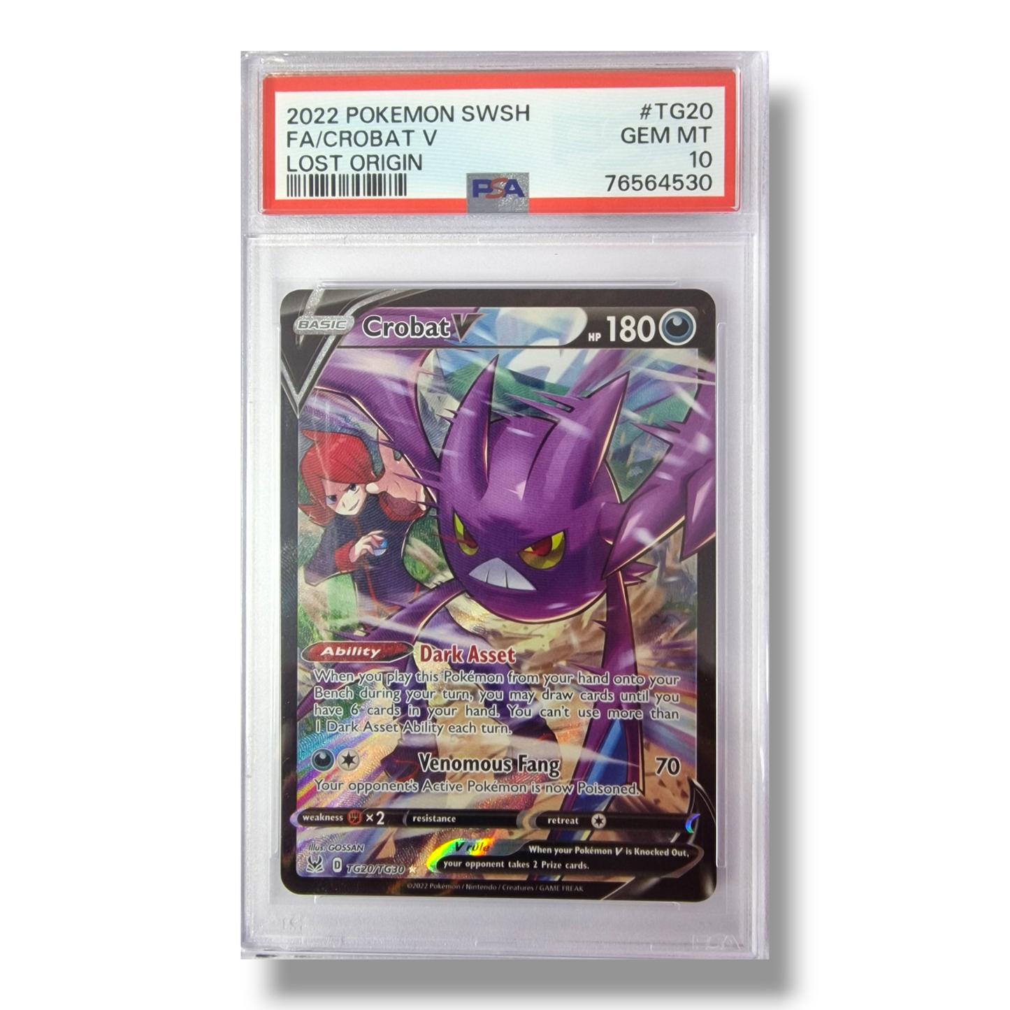 PSA GEM MINT 10 - SWSH Lost Origin - Crobat V #TG20