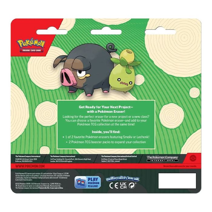 Pokemon - Back To School Eraser & 2 Pack Blister - Lechonk