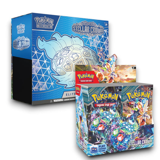 Pokémon TCG S&V 7 Stellar Crown Booster Box & Elite Trainer Box Bundle