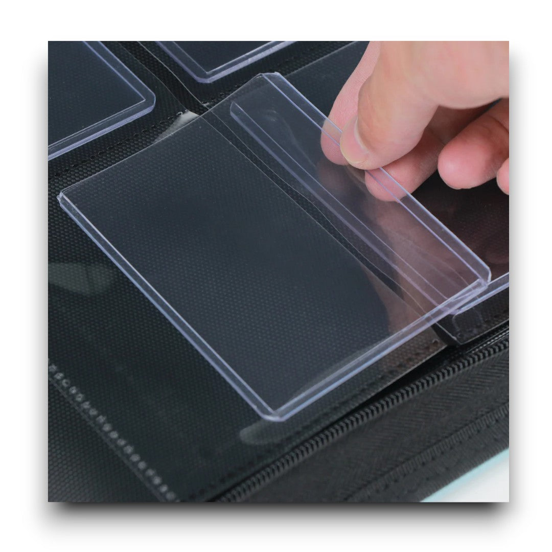 Premium 3''X4'' Toploader fit collector's binder [216 pockets 3X3] Black