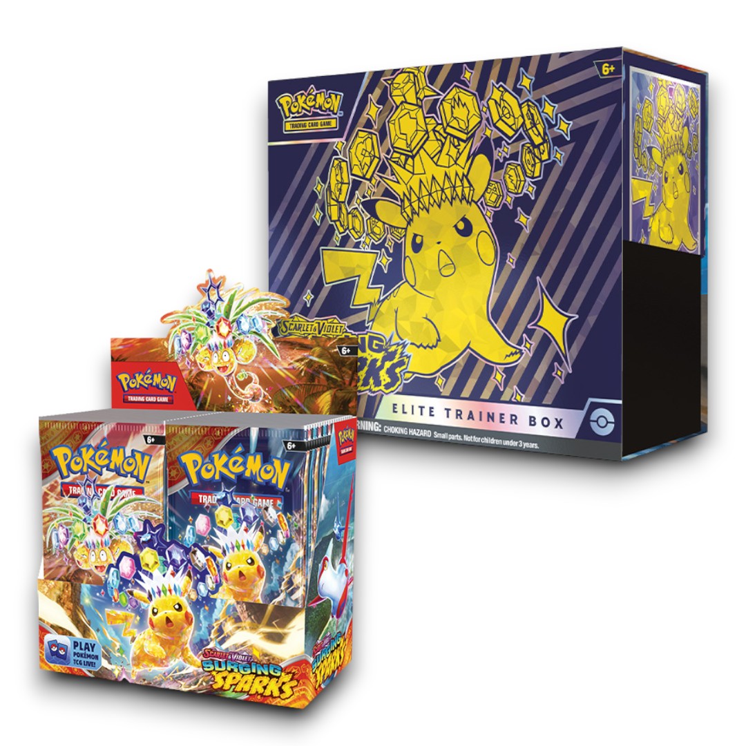 Pokémon TCG S&V 8 Surging Sparks Booster Box & Elite Trainer Box